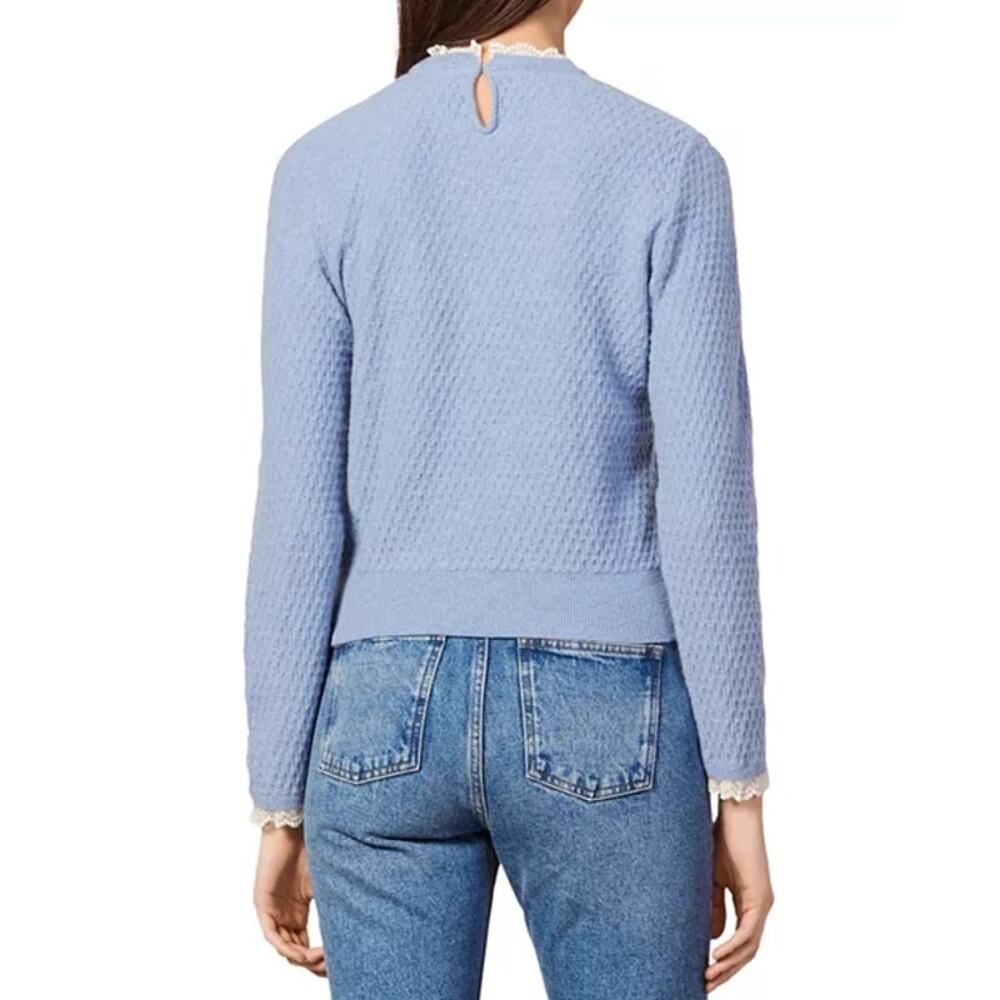 Sandro Paris Lace Trim Pointelle Sweater - Picture 4 of 11